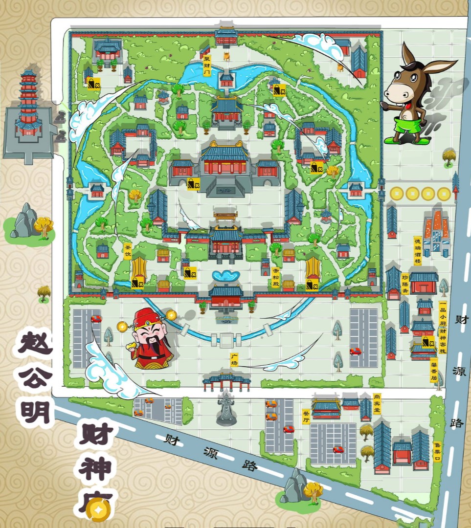 泉山寺庙类手绘地图